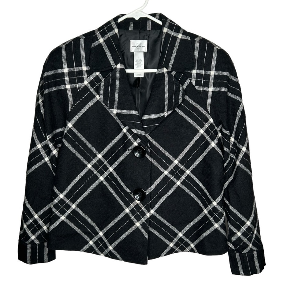 Emma James Black & White French Styled Jacket Blazer WOOL Blend Sz 6.